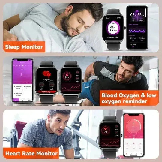 Non-Invasive Blood Glucose Smartwatch with Fitness Tracking – Health Monitoring, Daily Fitness
