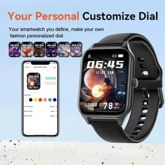 Non-Invasive Blood Glucose Smartwatch with Fitness Tracking – Health Monitoring, Daily Fitness