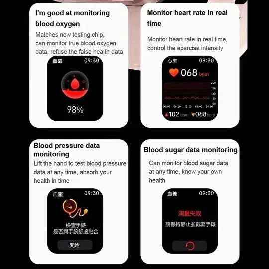 Non-Invasive Blood Glucose Smartwatch with Fitness Tracking – Health Monitoring, Daily Fitness