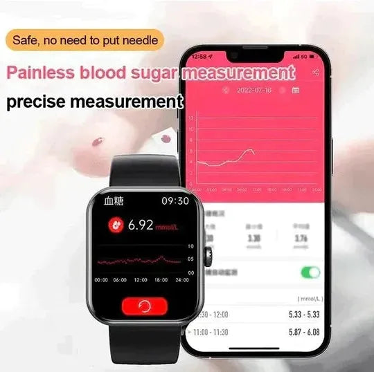 Non-Invasive Blood Glucose Smartwatch with Fitness Tracking – Health Monitoring, Daily Fitness