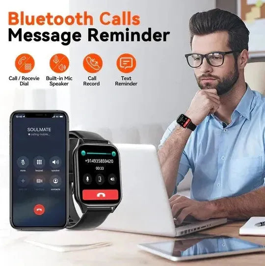 Non-Invasive Blood Glucose Smartwatch with Fitness Tracking – Health Monitoring, Daily Fitness