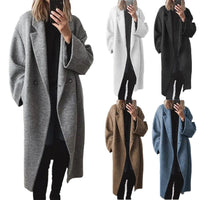 Women's Longline Coat Double-Breasted – Casual, Office