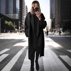 Women's Longline Coat Double-Breasted – Casual, Office