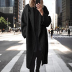 Women's Longline Coat Double-Breasted – Casual, Office