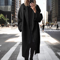 Women's Longline Coat Double-Breasted – Casual, Office