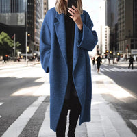 Women's Longline Coat Double-Breasted – Casual, Office