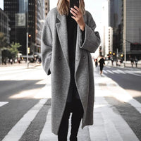 Women's Longline Coat Double-Breasted – Casual, Office