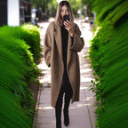 Women's Longline Coat Double-Breasted – Casual, Office