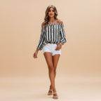 Off Shoulder Casual Top - Lightweight Cotton Blend - Everyday Wear - Women's Fashion