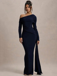 Off-Shoulder Long Dress Women UK – Evening Gown Wedding Guest Cocktail Attire, Garden Party