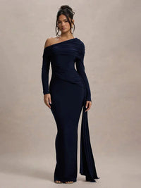 Off-Shoulder Long Dress Women UK – Evening Gown Wedding Guest Cocktail Attire, Garden Party