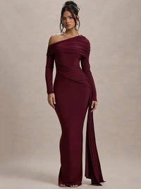 Off-Shoulder Long Dress Women UK – Evening Gown Wedding Guest Cocktail Attire, Garden Party