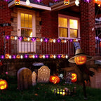 Outdoor Halloween Lantern with LED and Bat Shapes, Battery Powered, for Patio Party Decorations