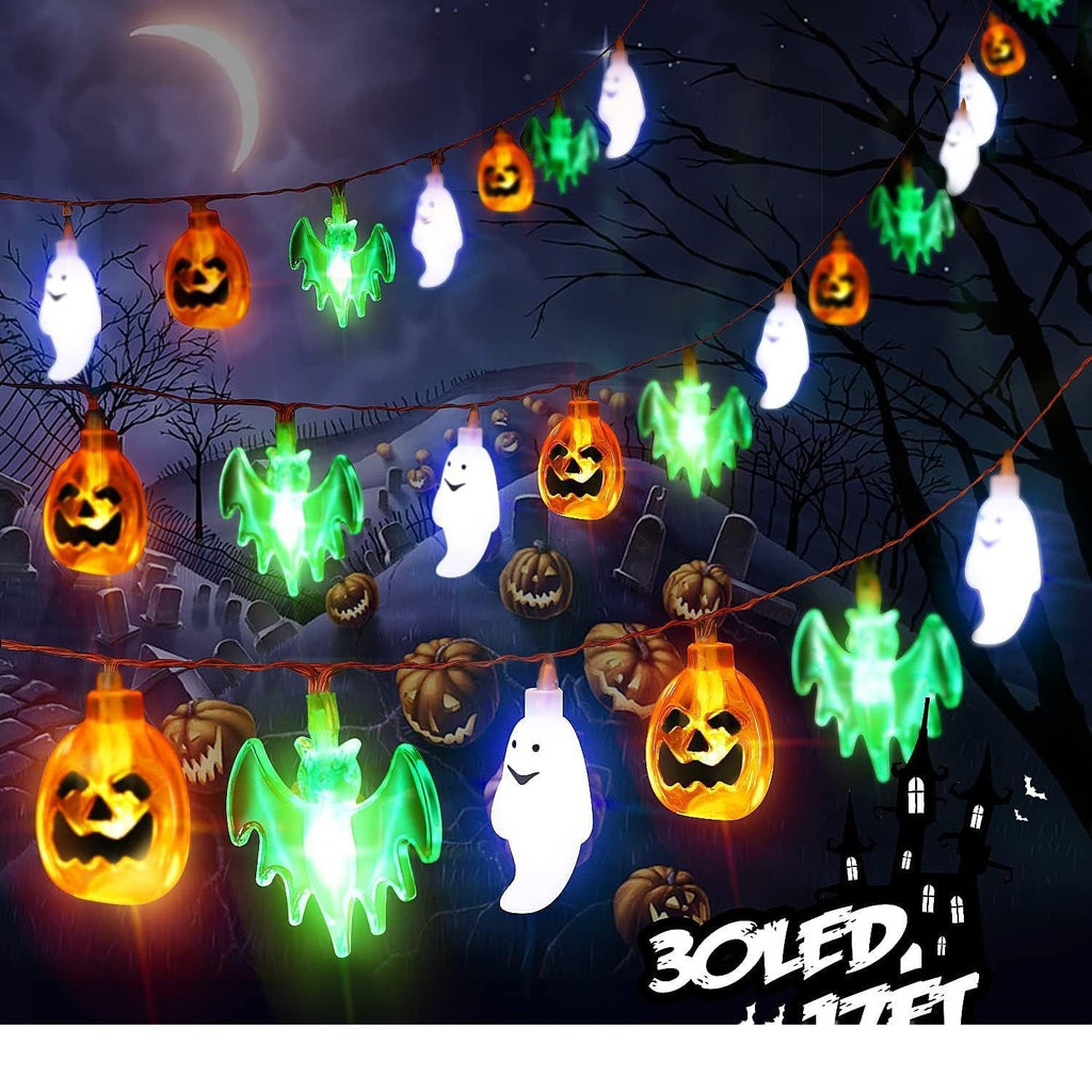 Outdoor Halloween Lantern with LED and Bat Shapes, Battery Powered, for Patio Party Decorations