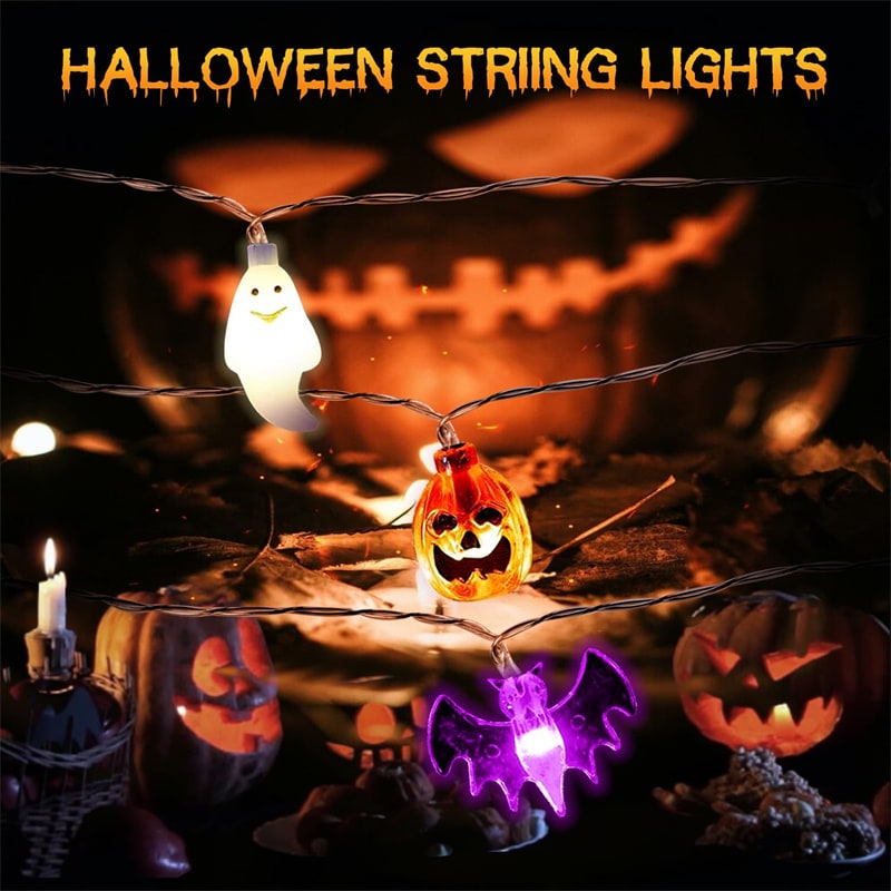 Outdoor Halloween Lantern with LED and Bat Shapes, Battery Powered, for Patio Party Decorations