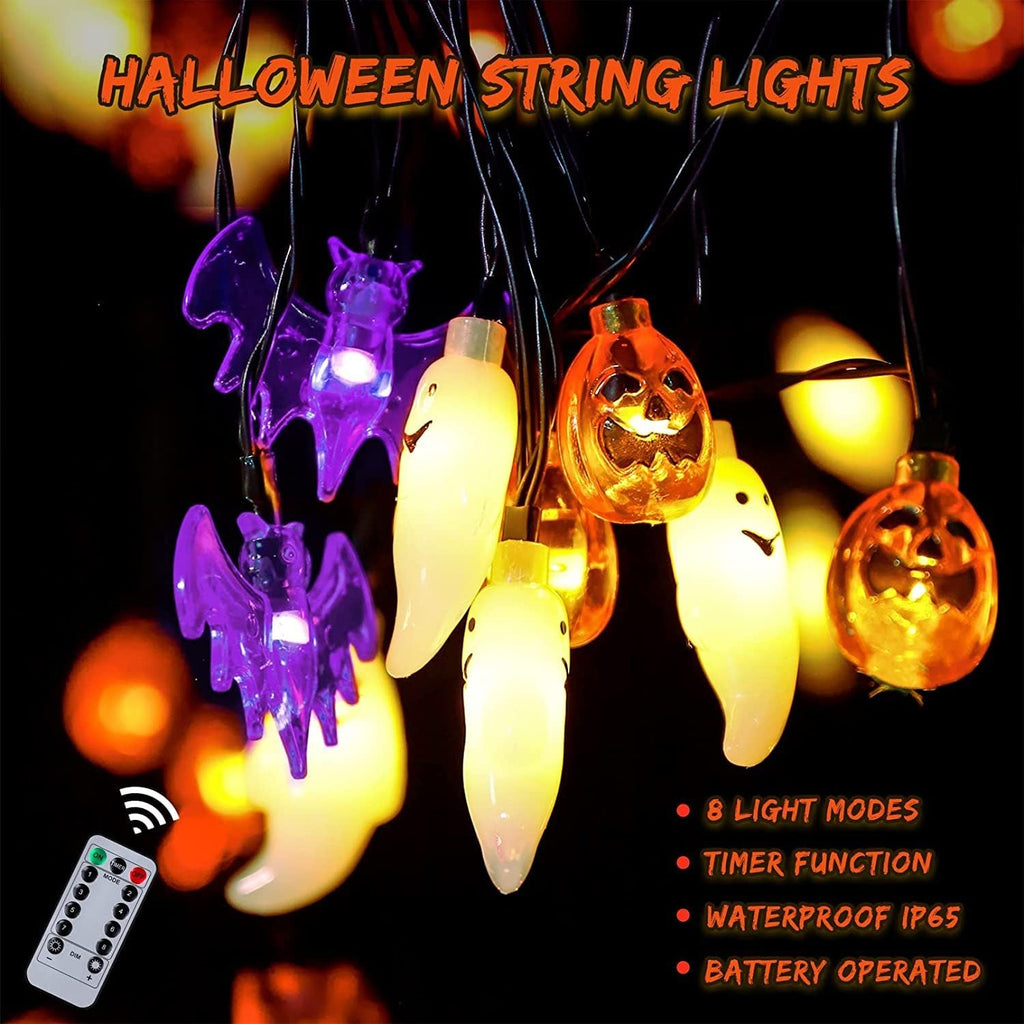 Outdoor Halloween Lantern with LED and Bat Shapes, Battery Powered, for Patio Party Decorations