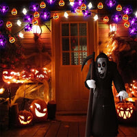 Outdoor Halloween Lantern with LED and Bat Shapes, Battery Powered, for Patio Party Decorations