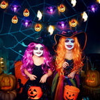 Outdoor Halloween Lantern with LED and Bat Shapes, Battery Powered, for Patio Party Decorations
