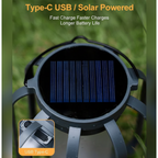 Outdoor Solar Lantern with Flickering Flame Effect and Rechargeable USB-C – Halloween Decor, Camping