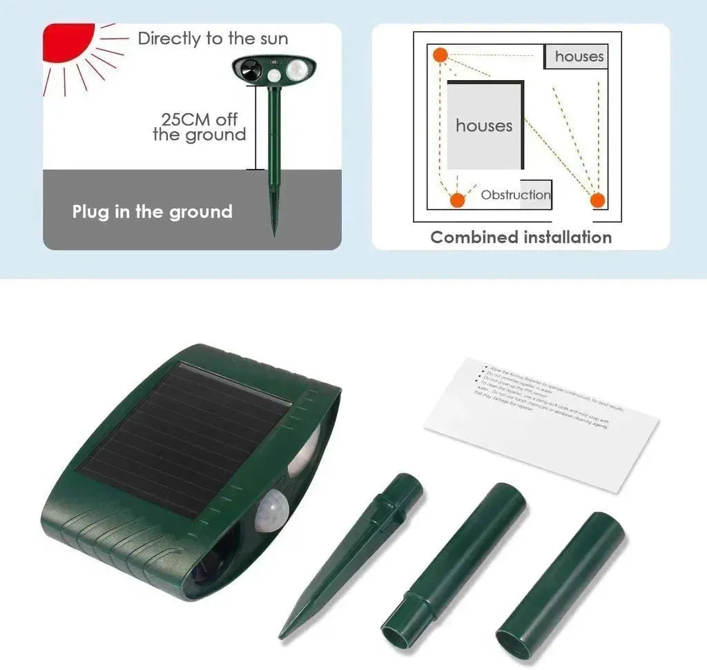 Outdoor Solar-Powered Ultrasonic Deer Repeller – Garden Protection, Wildlife Control