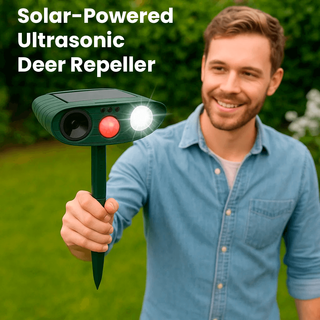 Outdoor Solar-Powered Ultrasonic Deer Repeller – Garden Protection, Wildlife Control