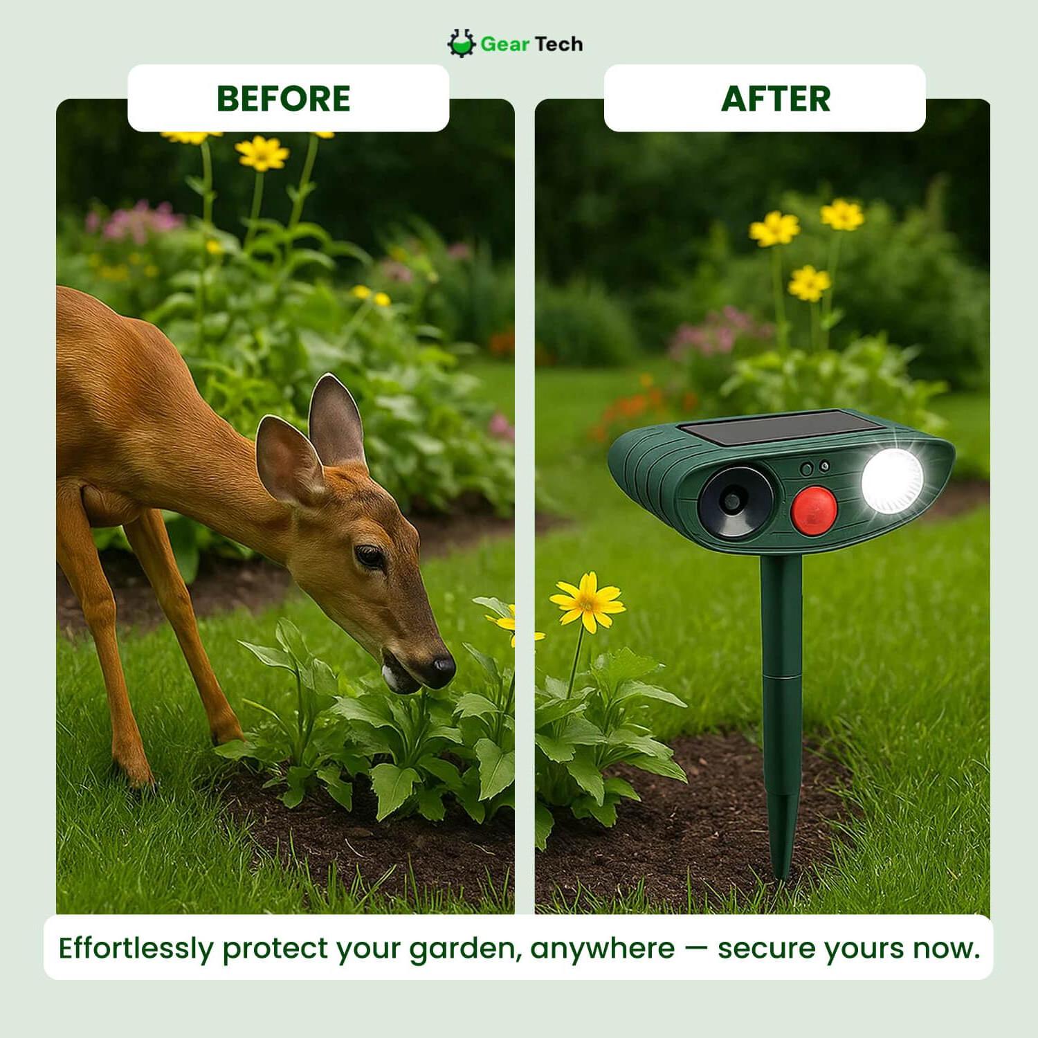 Outdoor Solar-Powered Ultrasonic Deer Repeller – Garden Protection, Wildlife Control