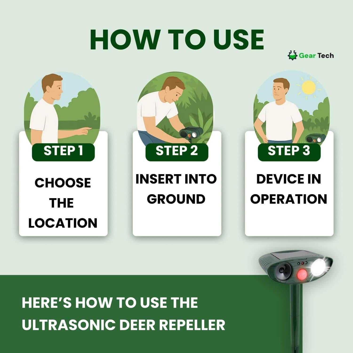 Outdoor Solar-Powered Ultrasonic Deer Repeller – Garden Protection, Wildlife Control