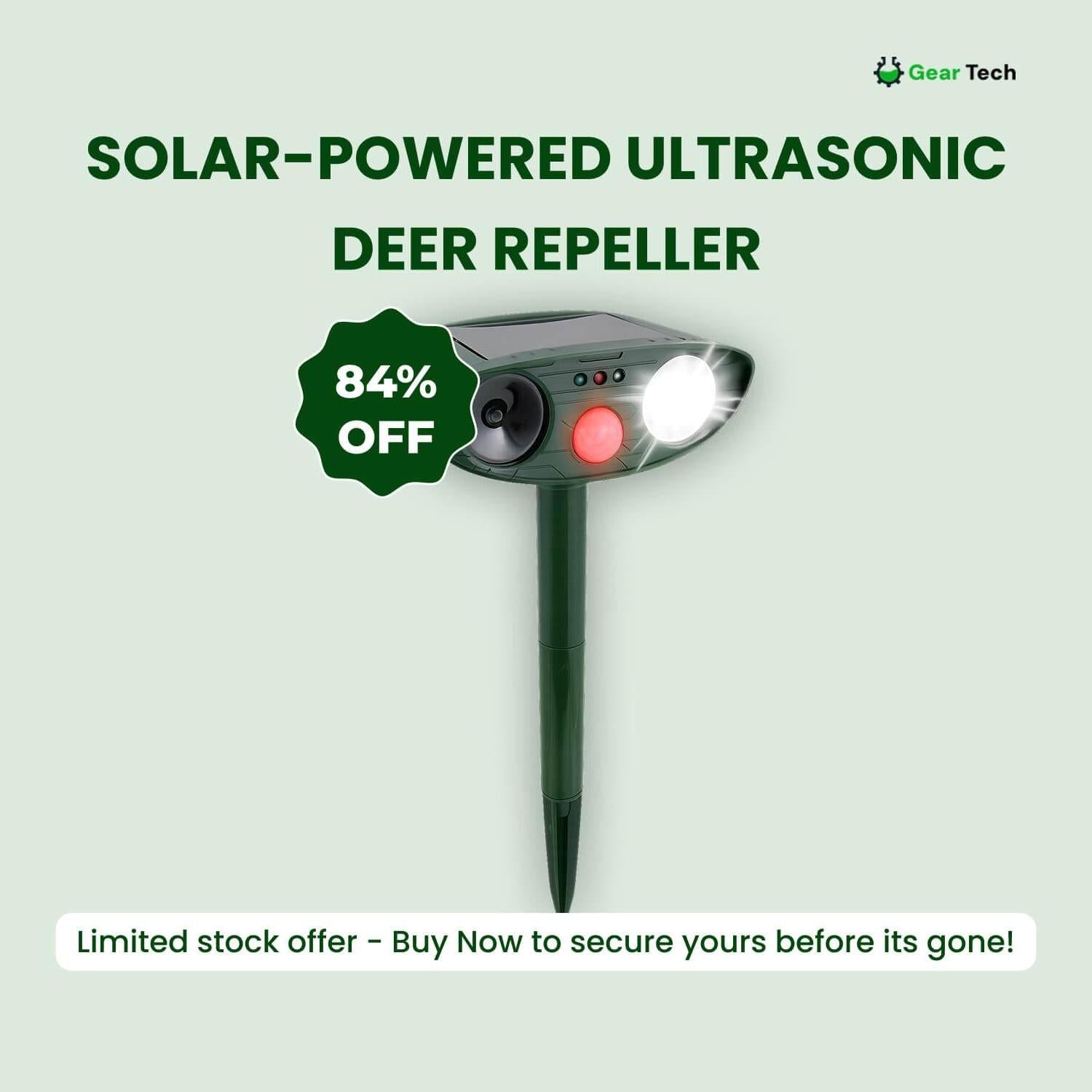 Outdoor Solar-Powered Ultrasonic Deer Repeller – Garden Protection, Wildlife Control