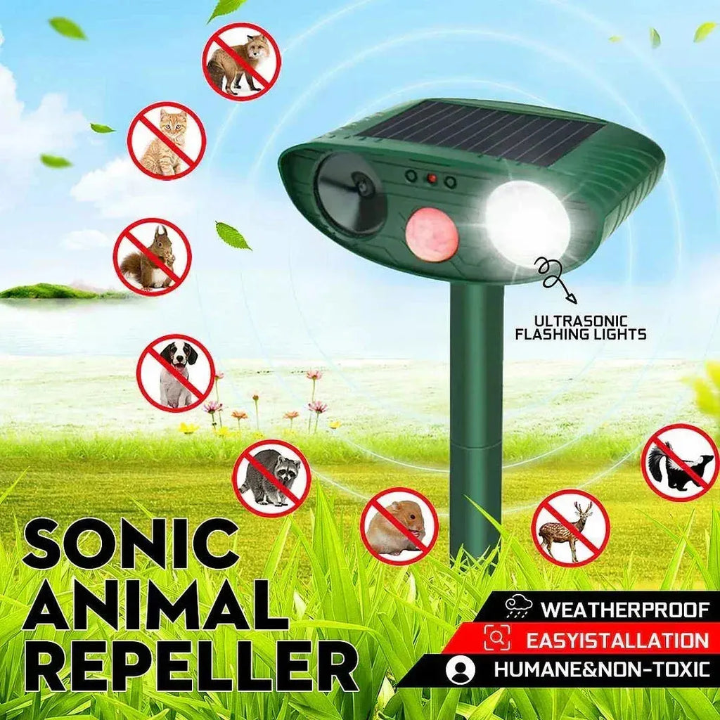 Outdoor Solar-Powered Ultrasonic Deer Repeller – Garden Protection, Wildlife Control