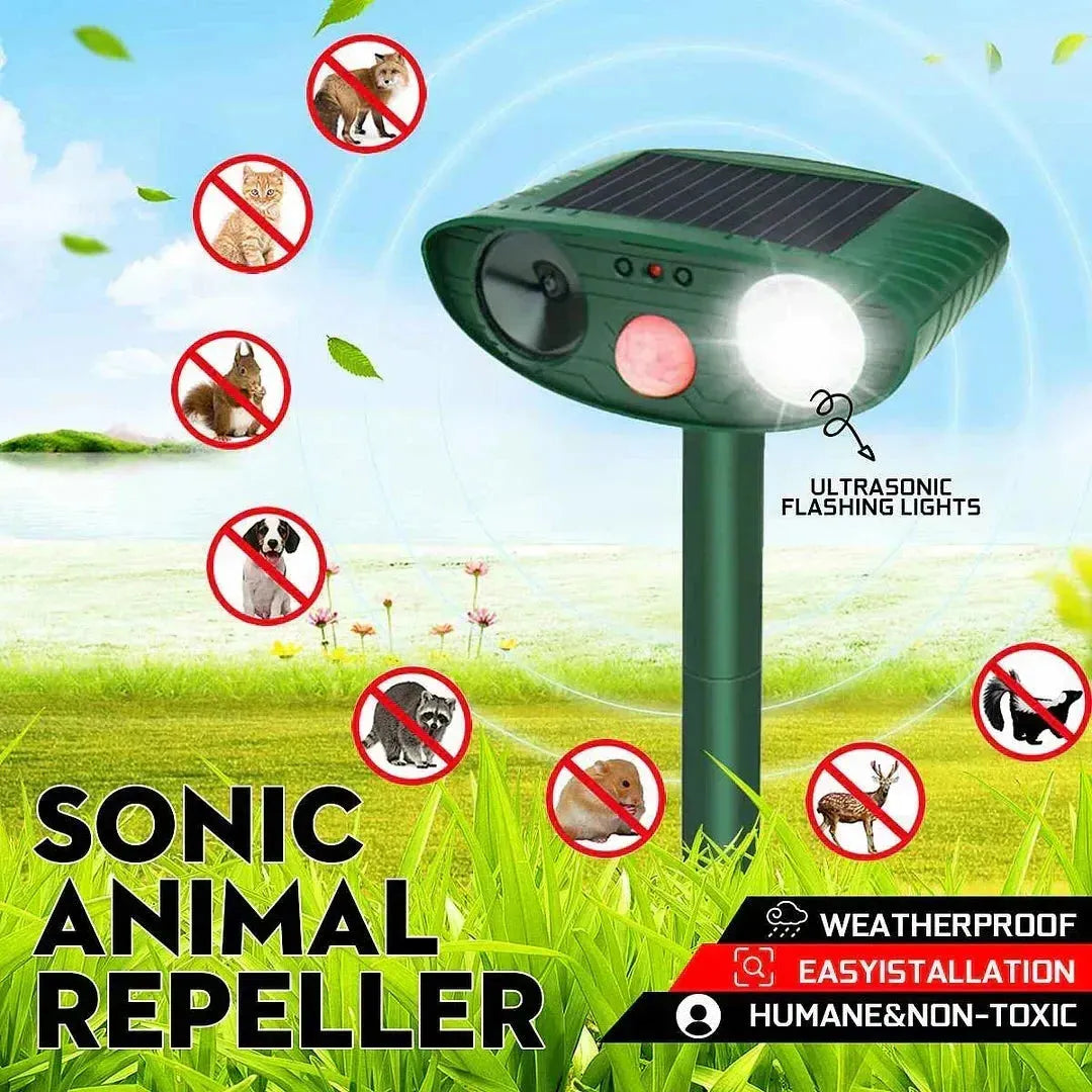 Outdoor Solar-Powered Ultrasonic Deer Repeller – Garden Protection, Wildlife Control