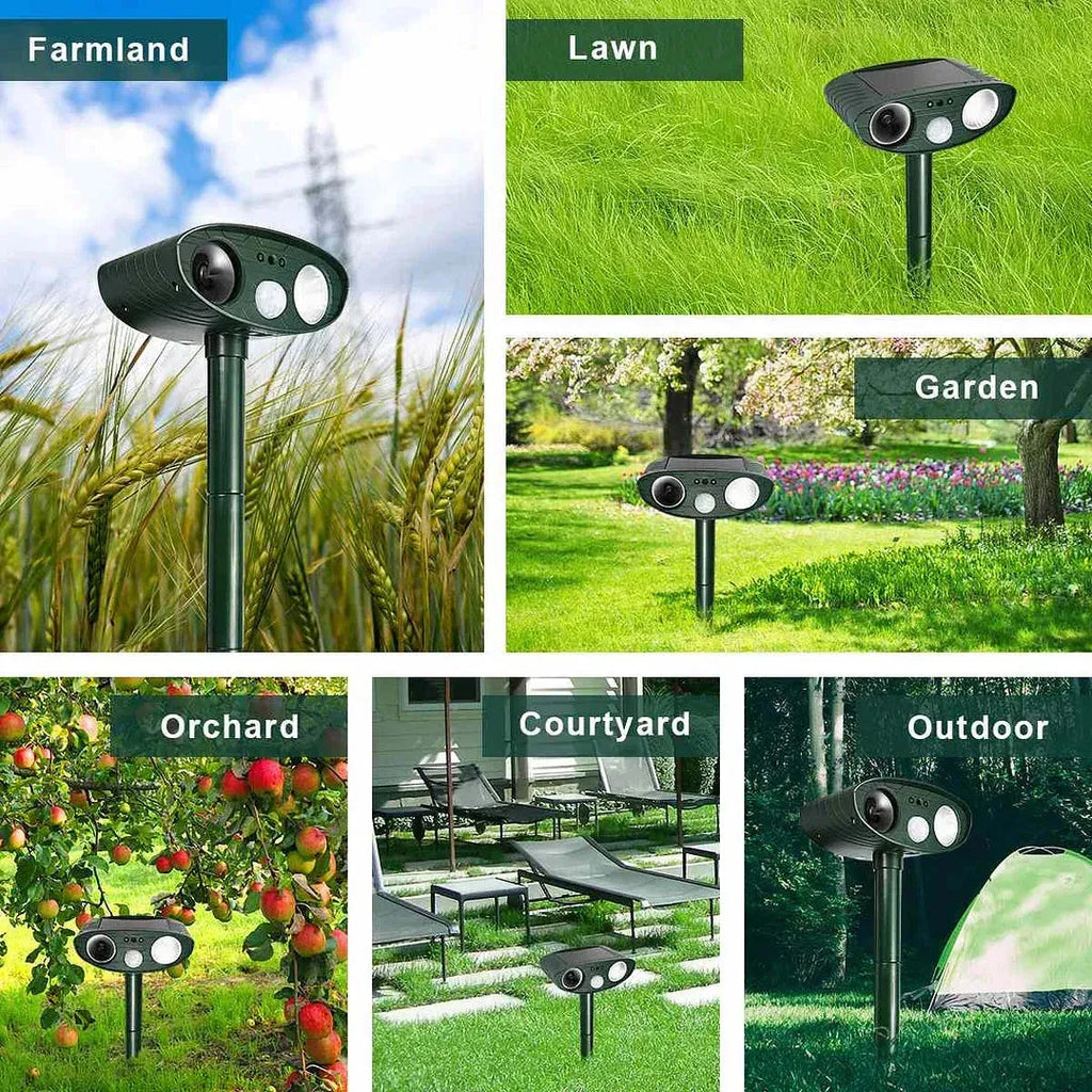 Outdoor Solar-Powered Ultrasonic Deer Repeller – Garden Protection, Wildlife Control