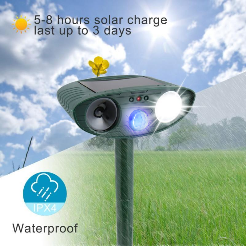 Outdoor Solar-Powered Ultrasonic Deer Repeller – Garden Protection, Wildlife Control