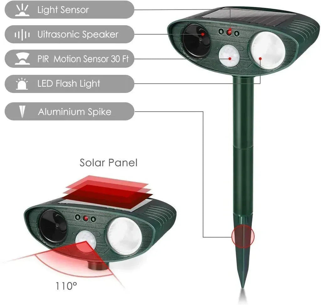 Outdoor Solar-Powered Ultrasonic Deer Repeller – Garden Protection, Wildlife Control