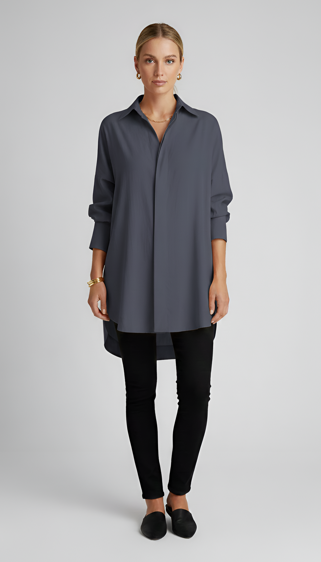 Oversize Baumwollhemd für Damen mit klassischem Kragen – Elegantes Design