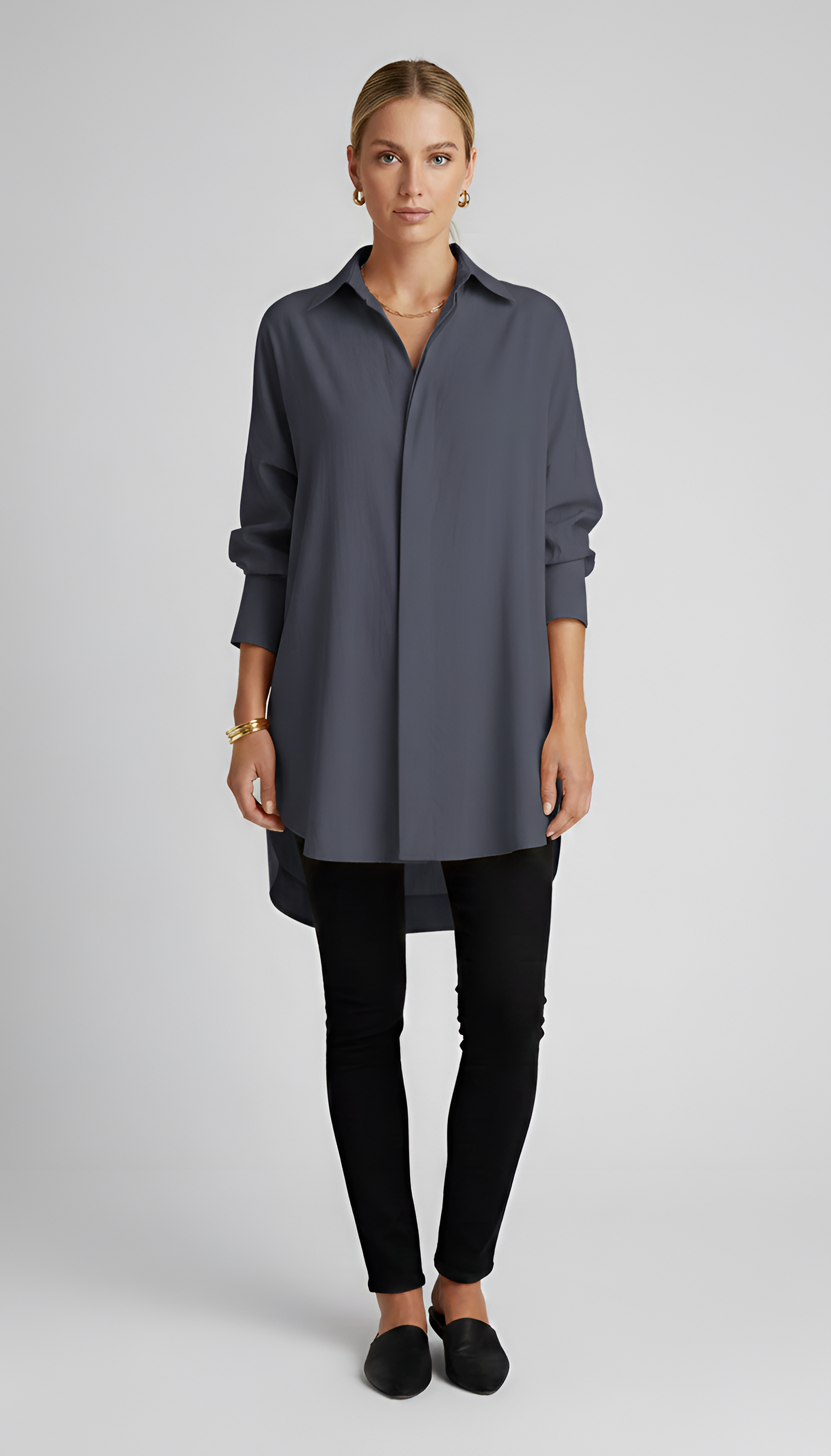 Oversize Baumwollhemd für Damen mit klassischem Kragen – Elegantes Design