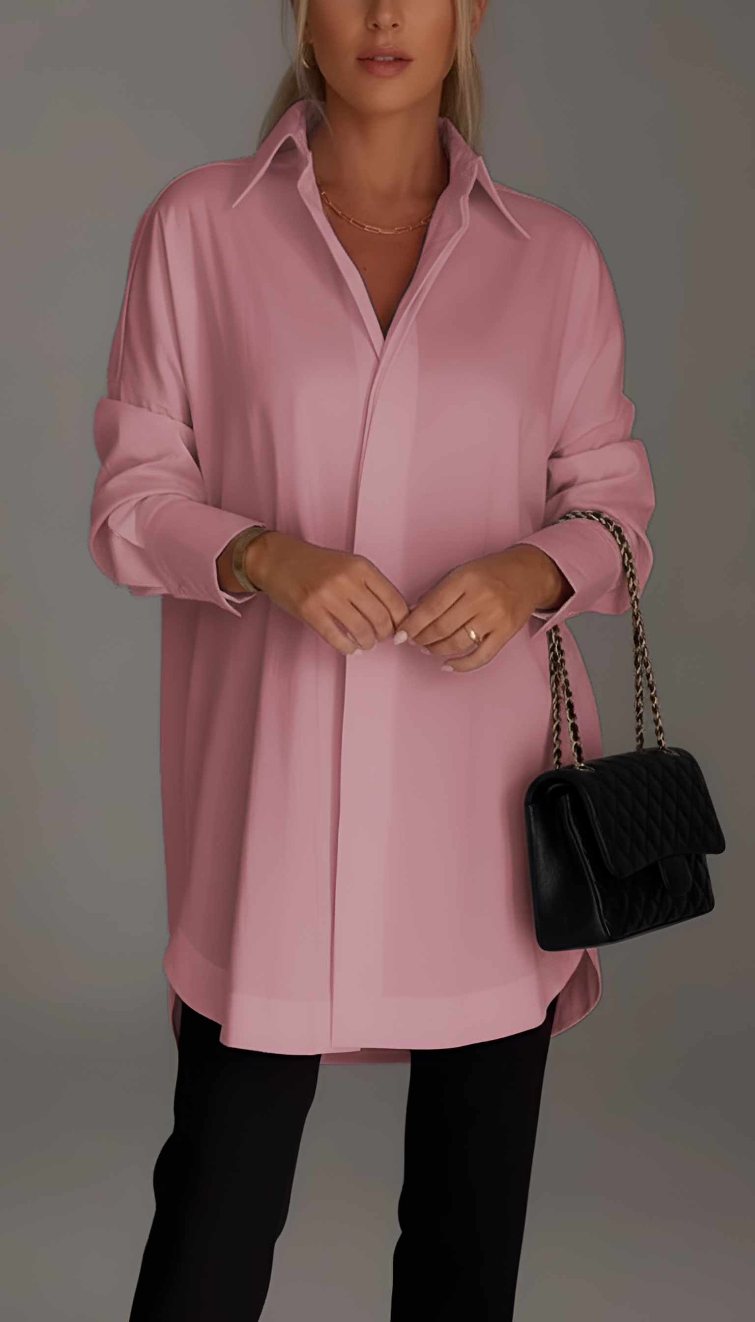 Oversize Baumwollhemd für Damen mit klassischem Kragen – Elegantes Design
