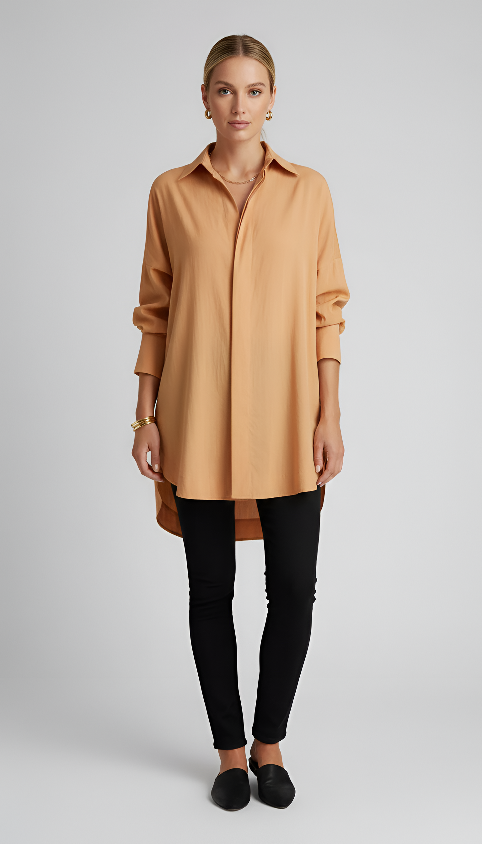 Oversize Baumwollhemd für Damen mit klassischem Kragen – Elegantes Design