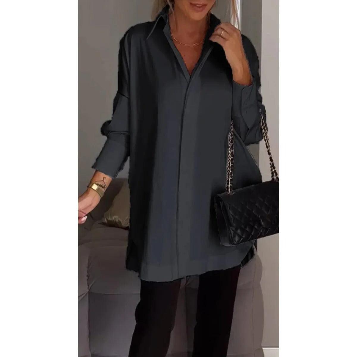Oversize Baumwollhemd für Damen mit klassischem Kragen – Elegantes Design