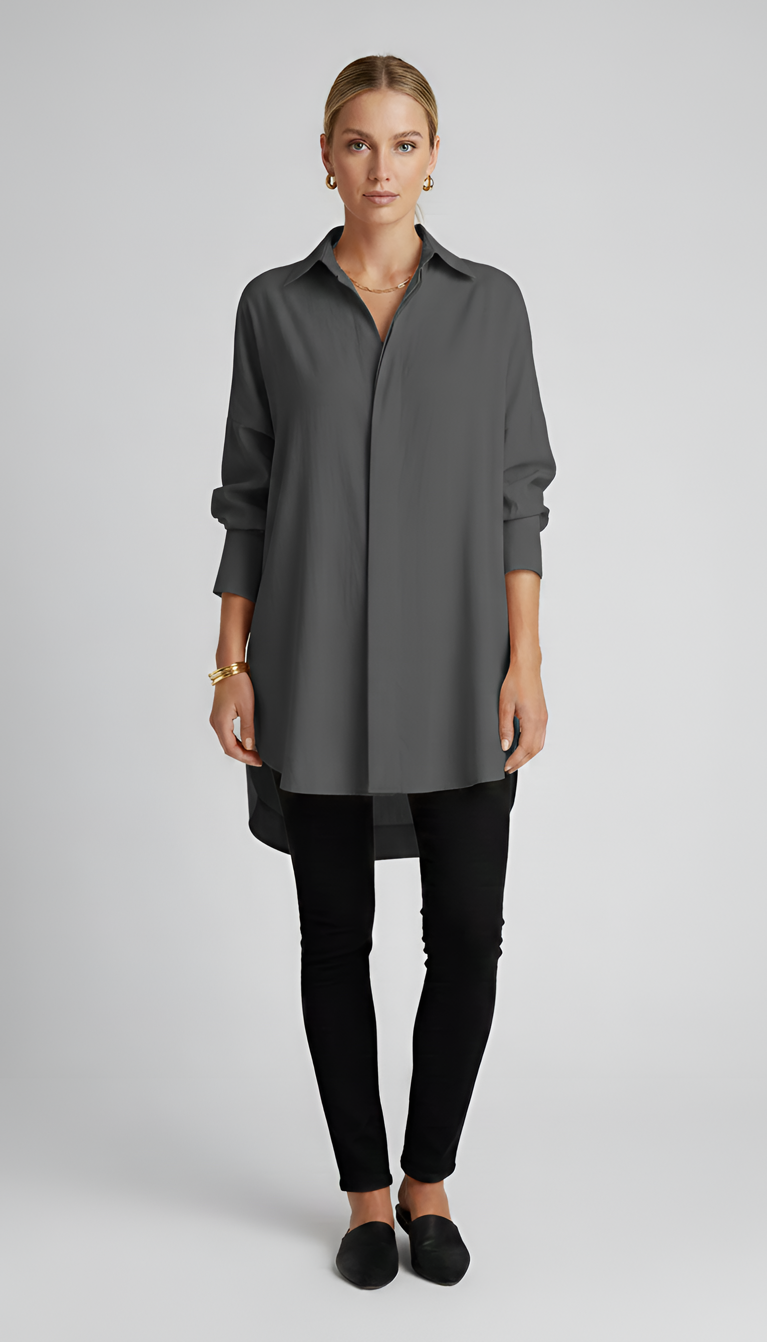 Oversize Baumwollhemd für Damen mit klassischem Kragen – Elegantes Design