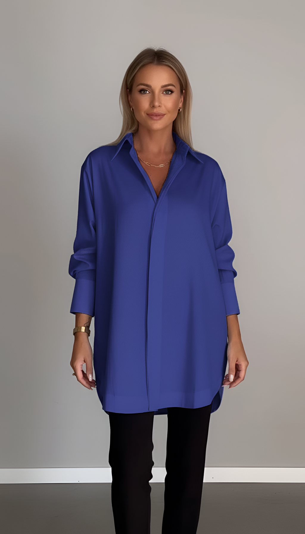 Oversize Baumwollhemd für Damen mit klassischem Kragen – Elegantes Design