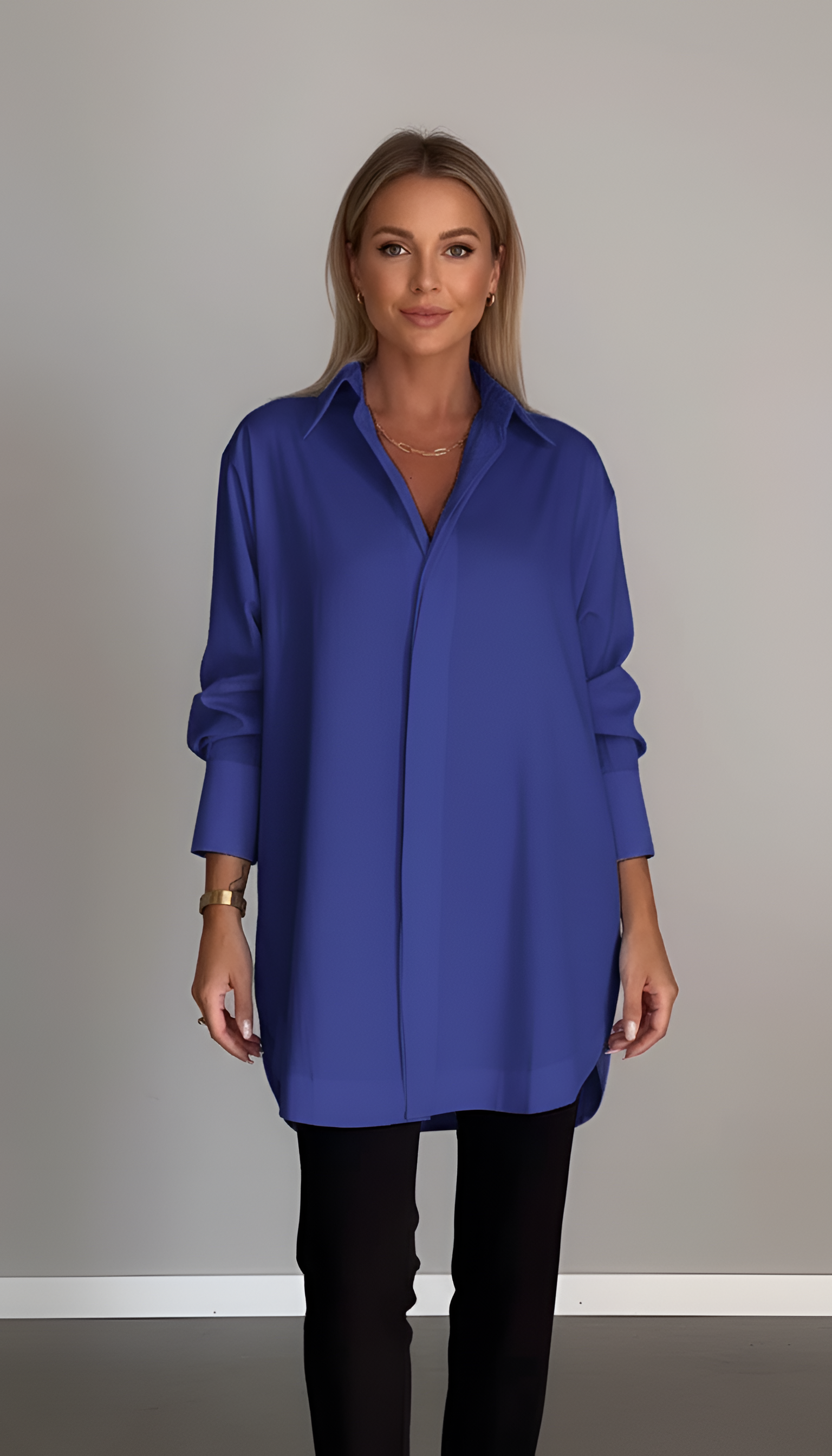Oversize Baumwollhemd für Damen mit klassischem Kragen – Elegantes Design