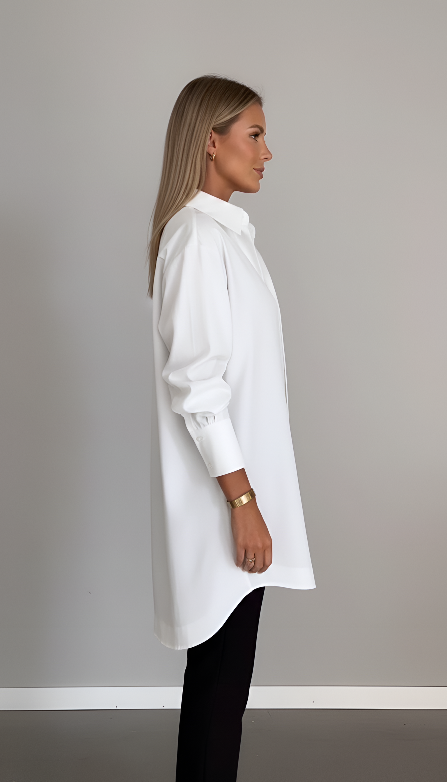 Oversize Baumwollhemd für Damen mit klassischem Kragen – Elegantes Design