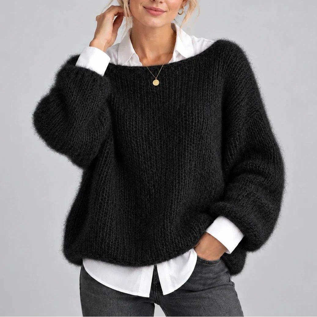 Oversized Chunky Knit Jumper with Balloon Sleeves – Casual, Everyday Wear