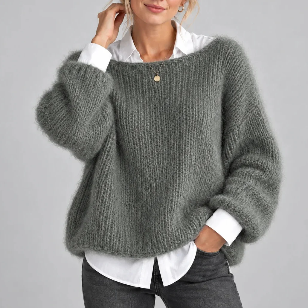 Oversized Chunky Knit Jumper with Balloon Sleeves – Casual, Everyday Wear