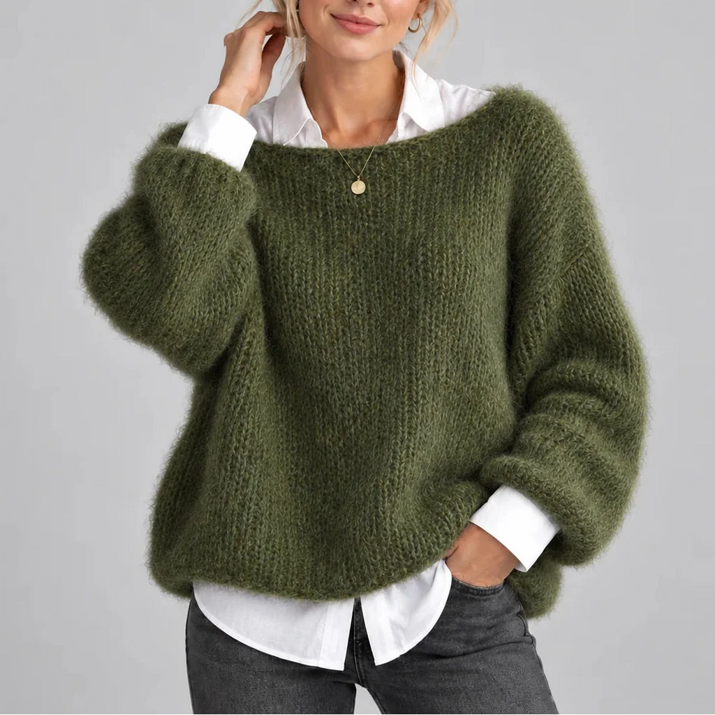 Oversized Chunky Knit Jumper with Balloon Sleeves – Casual, Everyday Wear