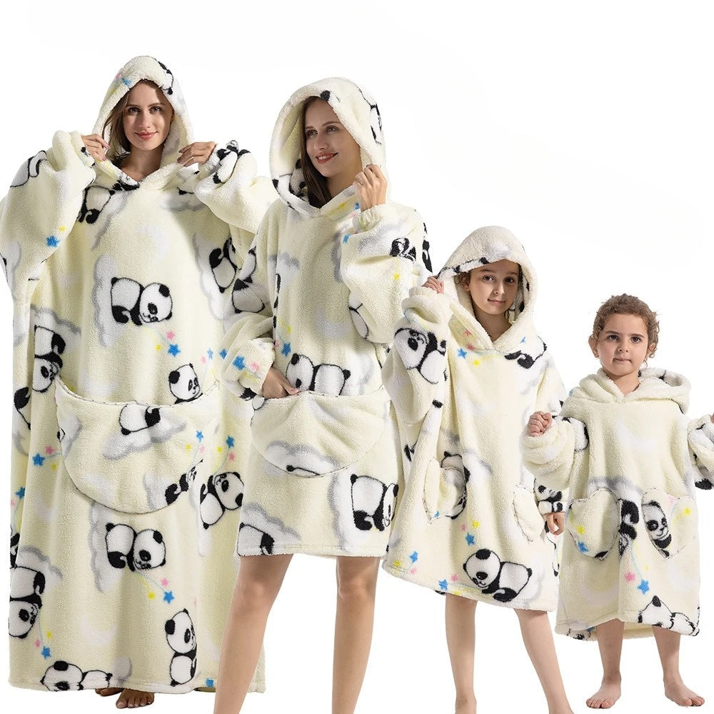 Oversized Hoodie Blanket, Pumpkin Pattern, Fleece Fabric – Cozy Nights, Home Relaxation