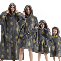 Oversized Hoodie Blanket, Pumpkin Pattern, Fleece Fabric – Cozy Nights, Home Relaxation