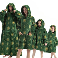 Oversized Hoodie Blanket, Pumpkin Pattern, Fleece Fabric – Cozy Nights, Home Relaxation