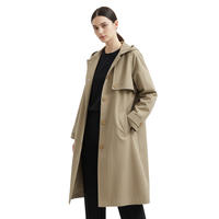 Oversized Trench Coat for Women | Water-Resistant Fabric | Stylish Outerwear for Fall/Winter Khaki