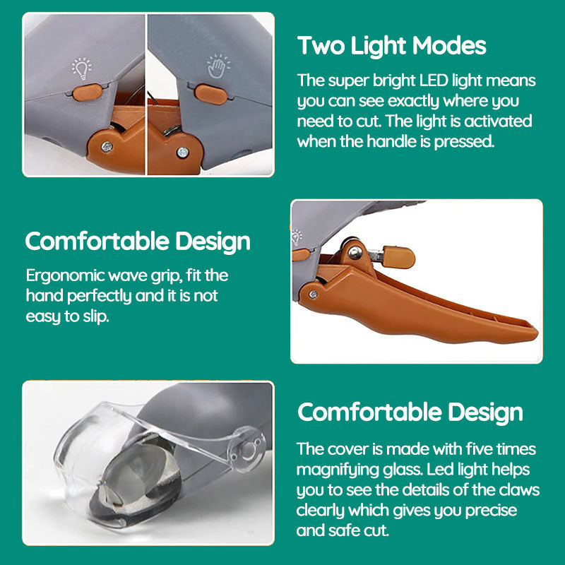 Pet Nail Clipper with LED Light & Protective Sensor – Grooming, Safe Trimming